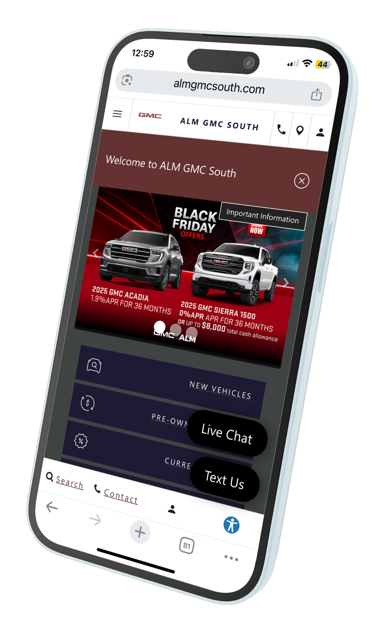 Visit ALM GMC South Privacy Policy